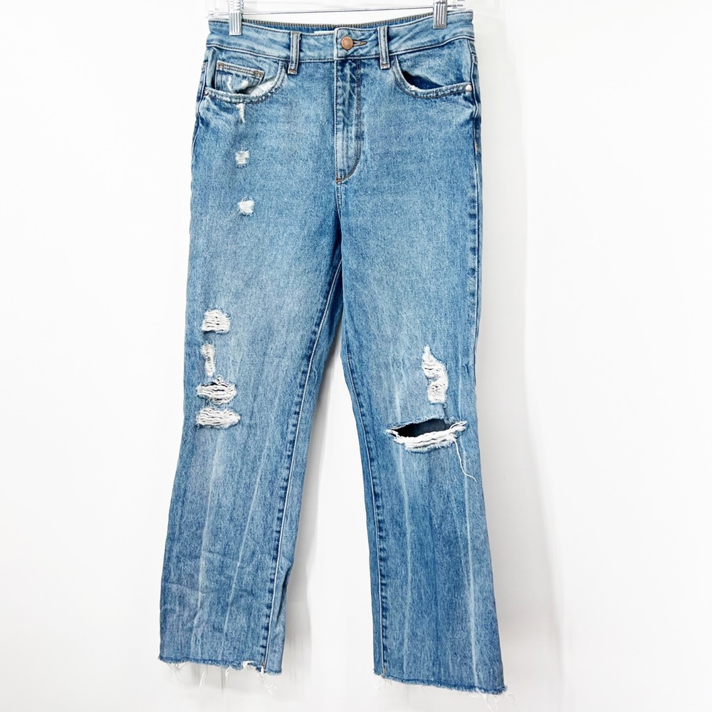 DL1961 Jerry High Rise Vintage Straight Jeans in El Paso Raw Hem